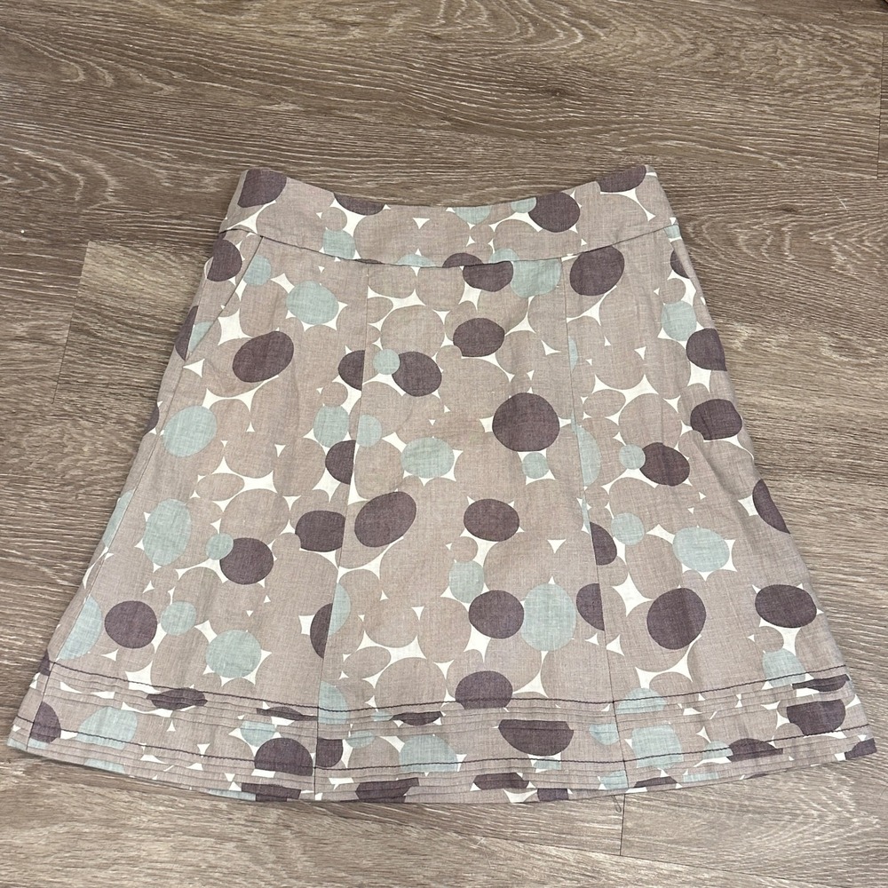 Boden Linen Polka Dot A-Line Skirt Gray 6P Pockets Office Career Preppy Work NWT